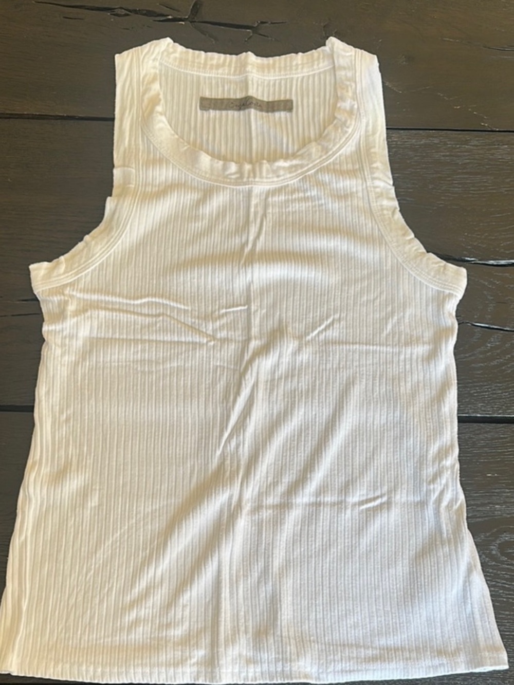 Enza Costa White Ribbed Tank Top